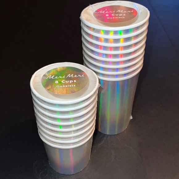 Meri Meri silvery iridescent party cups-8 highball/13.5oz & 8 cocktail/9oz-NWT - Picture 2 of 5